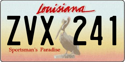 LA license plate ZVX241