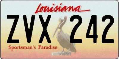 LA license plate ZVX242