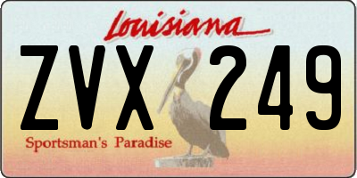 LA license plate ZVX249