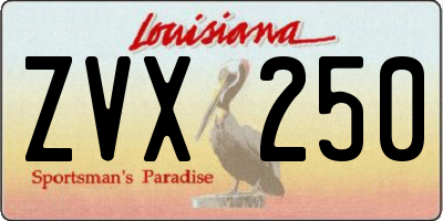 LA license plate ZVX250