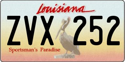 LA license plate ZVX252