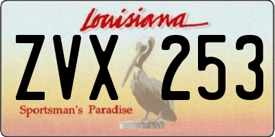 LA license plate ZVX253