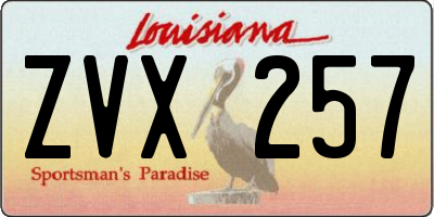 LA license plate ZVX257