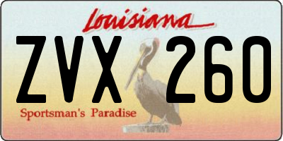 LA license plate ZVX260