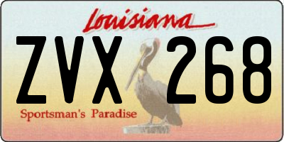 LA license plate ZVX268