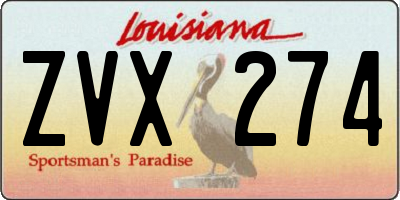 LA license plate ZVX274