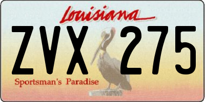 LA license plate ZVX275