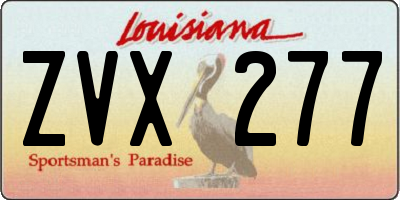 LA license plate ZVX277