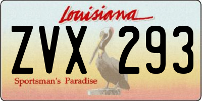 LA license plate ZVX293