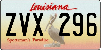 LA license plate ZVX296