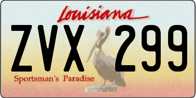 LA license plate ZVX299