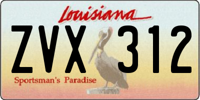 LA license plate ZVX312