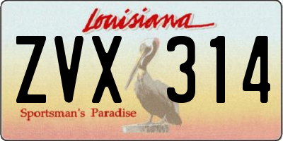 LA license plate ZVX314