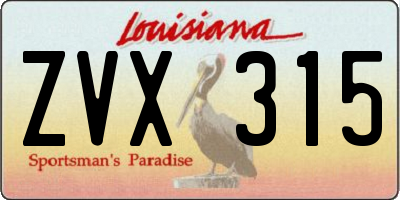 LA license plate ZVX315