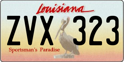 LA license plate ZVX323