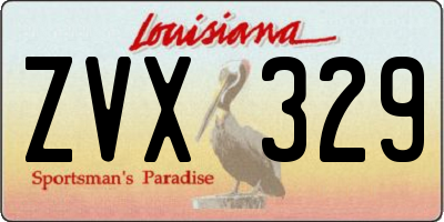 LA license plate ZVX329