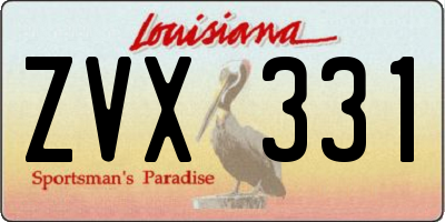 LA license plate ZVX331