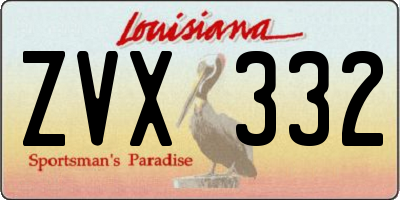 LA license plate ZVX332