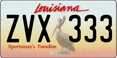 LA license plate ZVX333