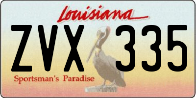 LA license plate ZVX335