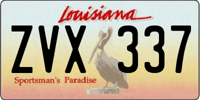 LA license plate ZVX337