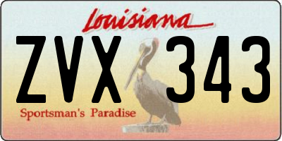 LA license plate ZVX343