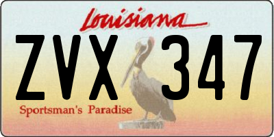 LA license plate ZVX347