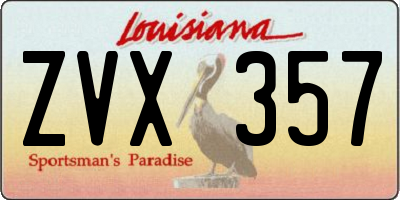 LA license plate ZVX357