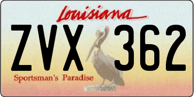 LA license plate ZVX362