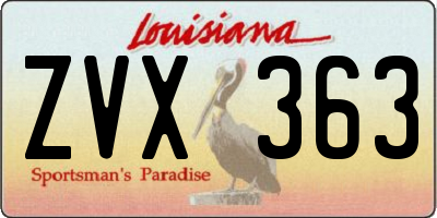 LA license plate ZVX363