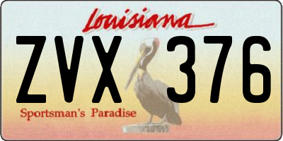 LA license plate ZVX376