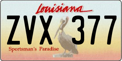 LA license plate ZVX377