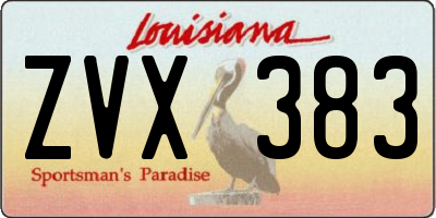 LA license plate ZVX383