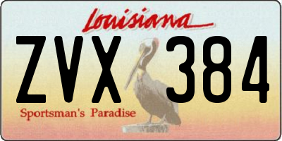 LA license plate ZVX384