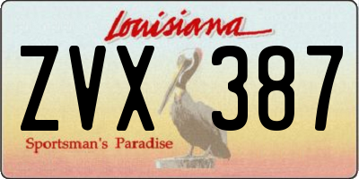 LA license plate ZVX387