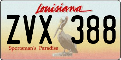 LA license plate ZVX388