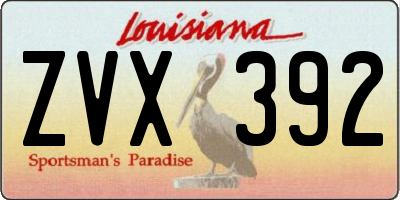 LA license plate ZVX392