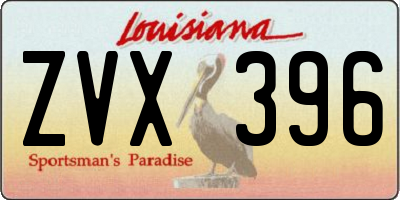 LA license plate ZVX396