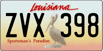 LA license plate ZVX398