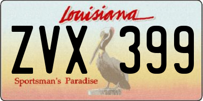 LA license plate ZVX399