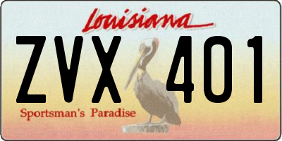 LA license plate ZVX401