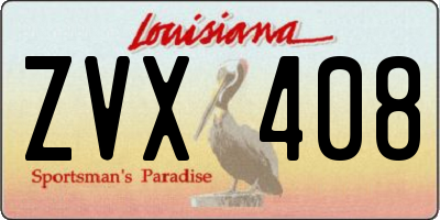 LA license plate ZVX408