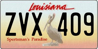LA license plate ZVX409