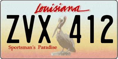 LA license plate ZVX412