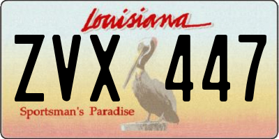LA license plate ZVX447