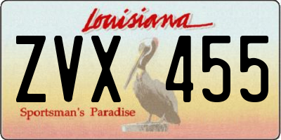 LA license plate ZVX455