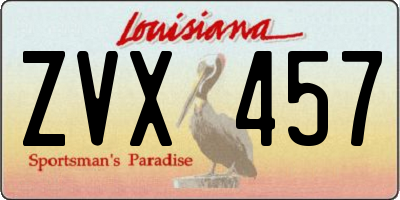 LA license plate ZVX457