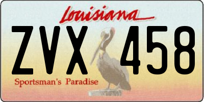 LA license plate ZVX458