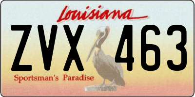 LA license plate ZVX463