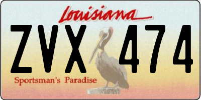 LA license plate ZVX474